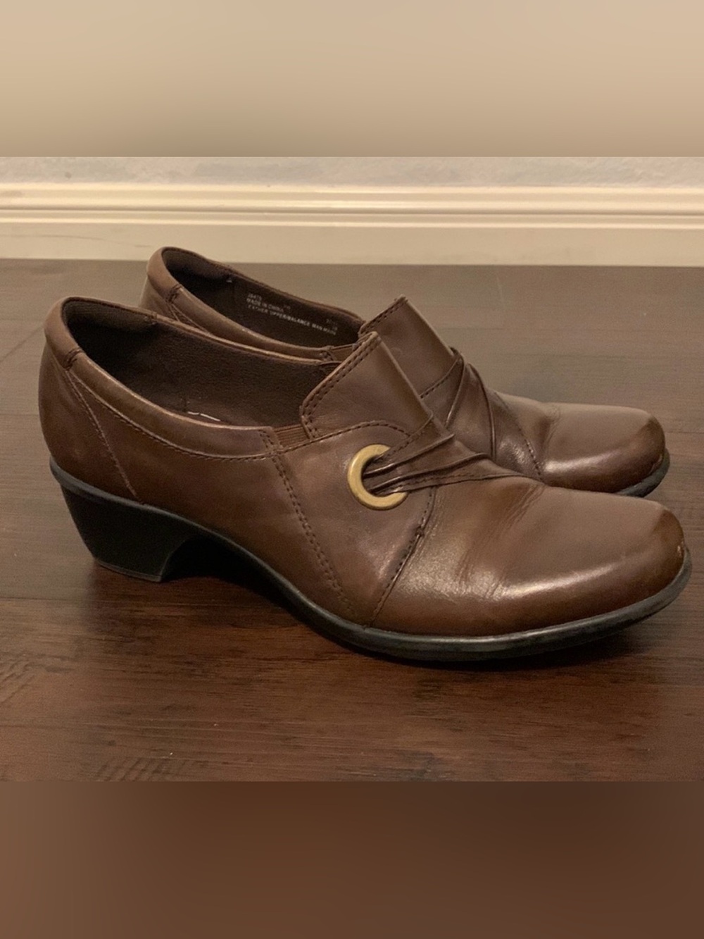 CLARKS BENDABLES LEATHER BROWN SLIP ON ANKLE BOOTIES 9